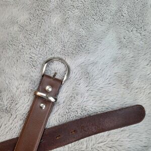 Veari Belt Mens Brown Vista Bovino Leather 32 Made in Mexico Silver Buckle